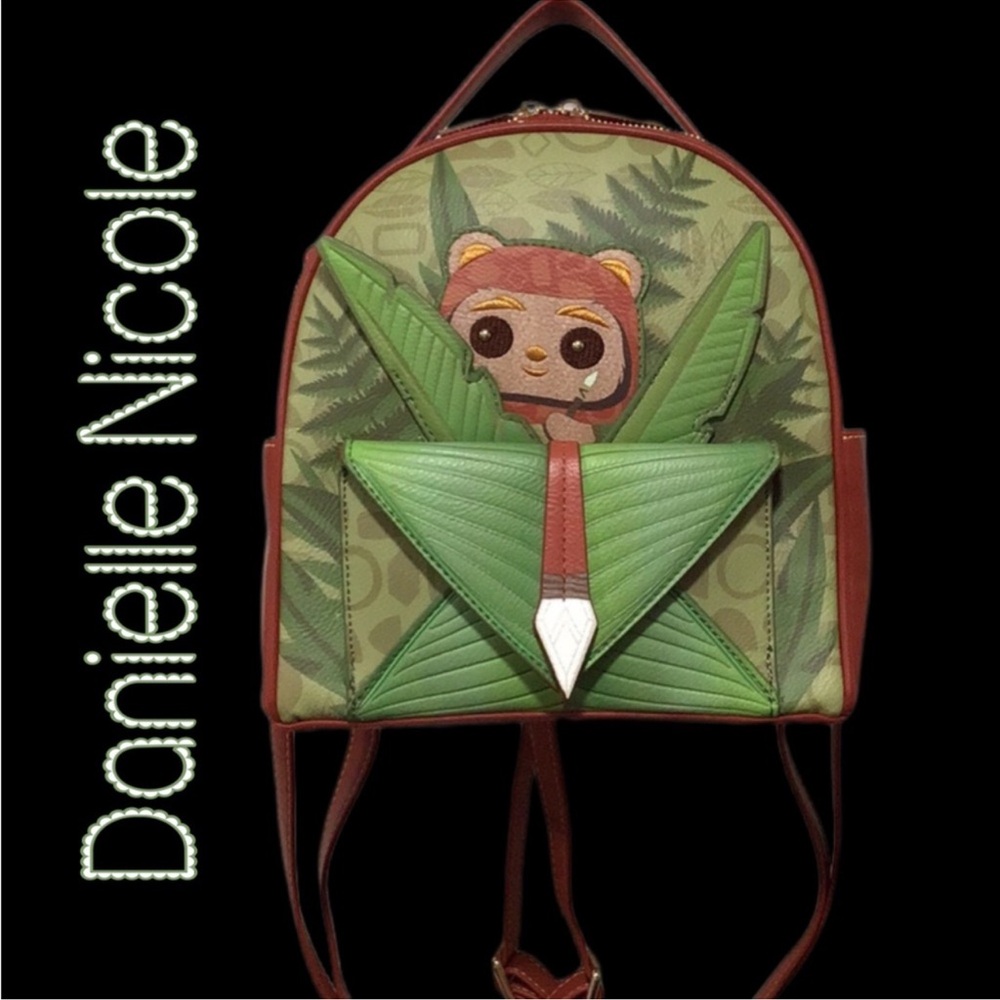 NWT Danielle Nicole Star Wars Ewok Endor Mini Backpack, Brown/Green